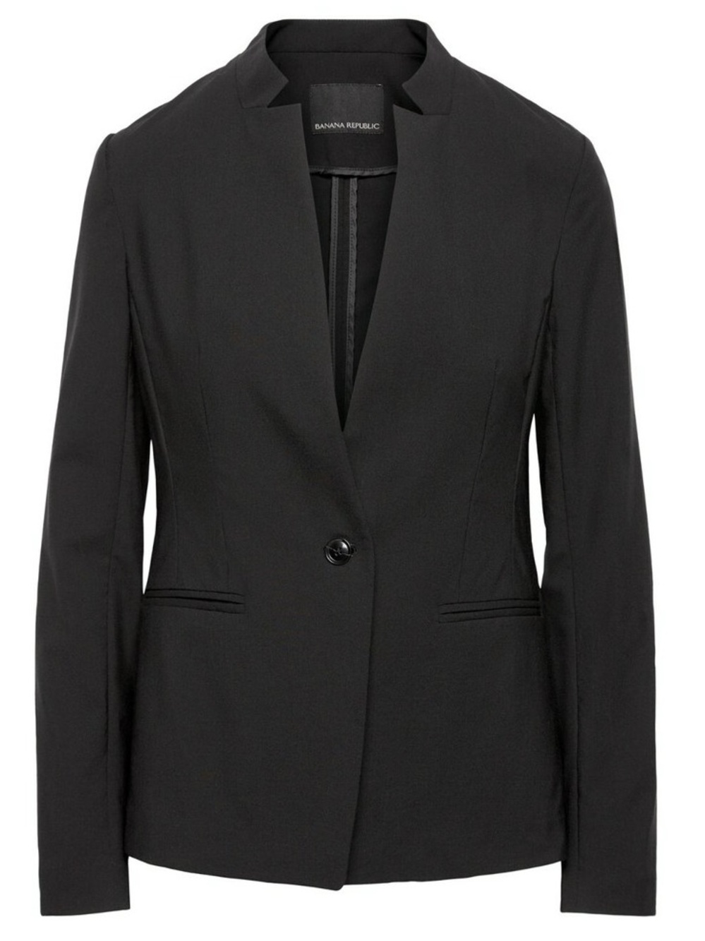 NWT Banana Republic Long and Lean Fit Inverted Collar Soft Ponte Blazer Black 14